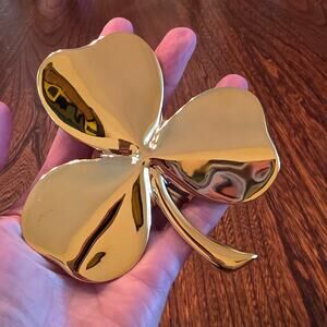 Vintage Gerity 24K Gold Irish Shamrock Clover Blessing St Patrick Paperweight